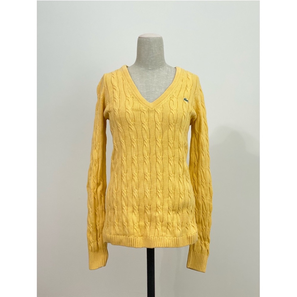 Lacoste Yellow Cable-Knit Sweater